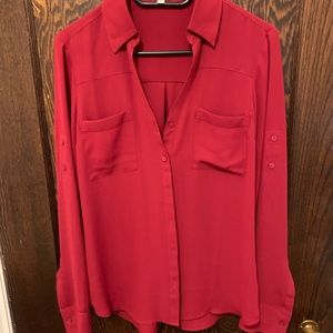 Express red long sleeve blouse